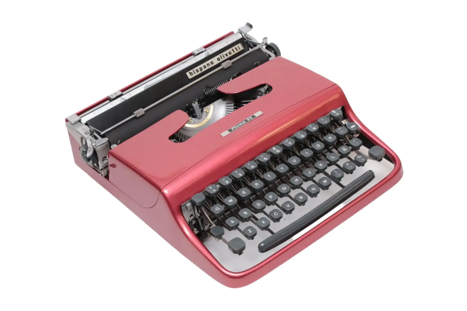 Olivetti Pluma 22 Glossy Coral Red Vintage, Manual Typewriter, Restored