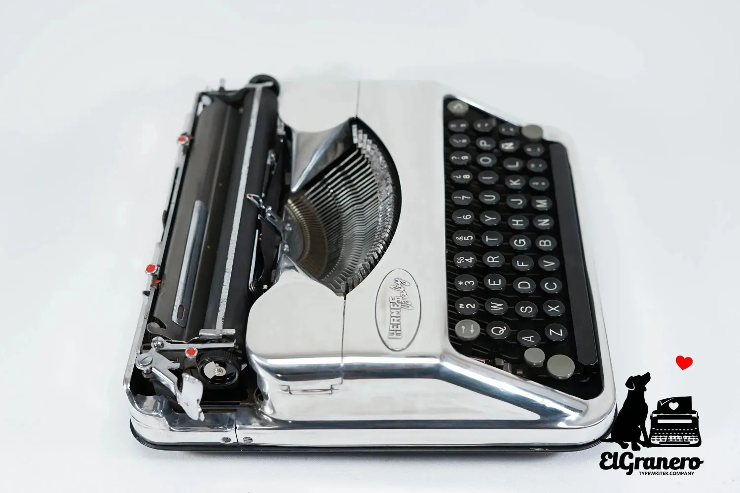 Hermes Baby Chrome Plated Portable Vintage Manual Typewriter, Refurbished