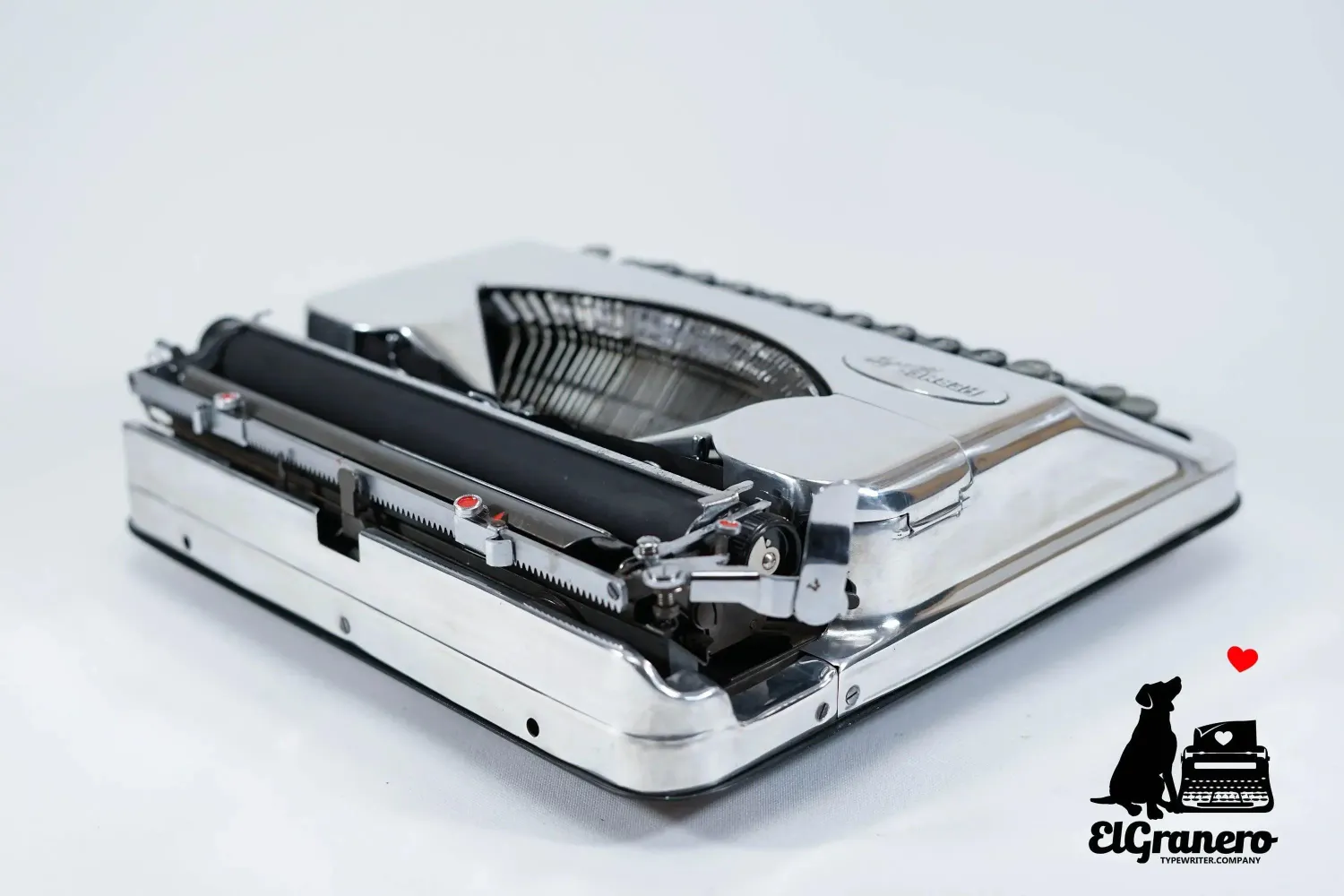 Hermes Baby Chrome Plated Portable Vintage Manual Typewriter, Refurbished