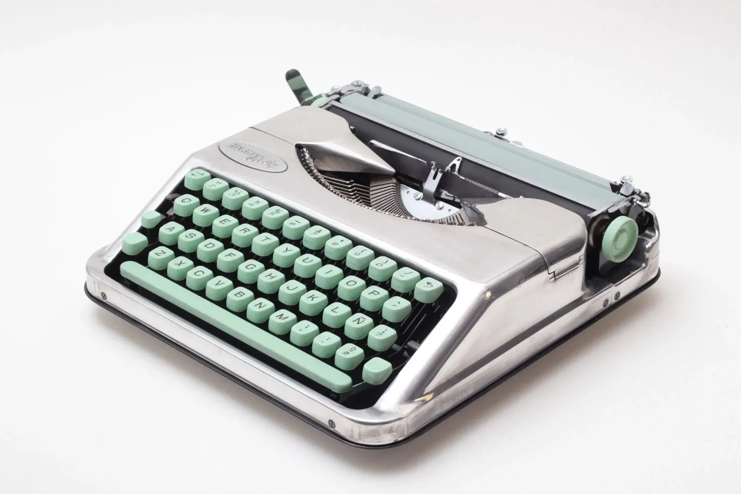 Hermes Baby Chrome Portable Vintage Manual Typewriter, Refurbished