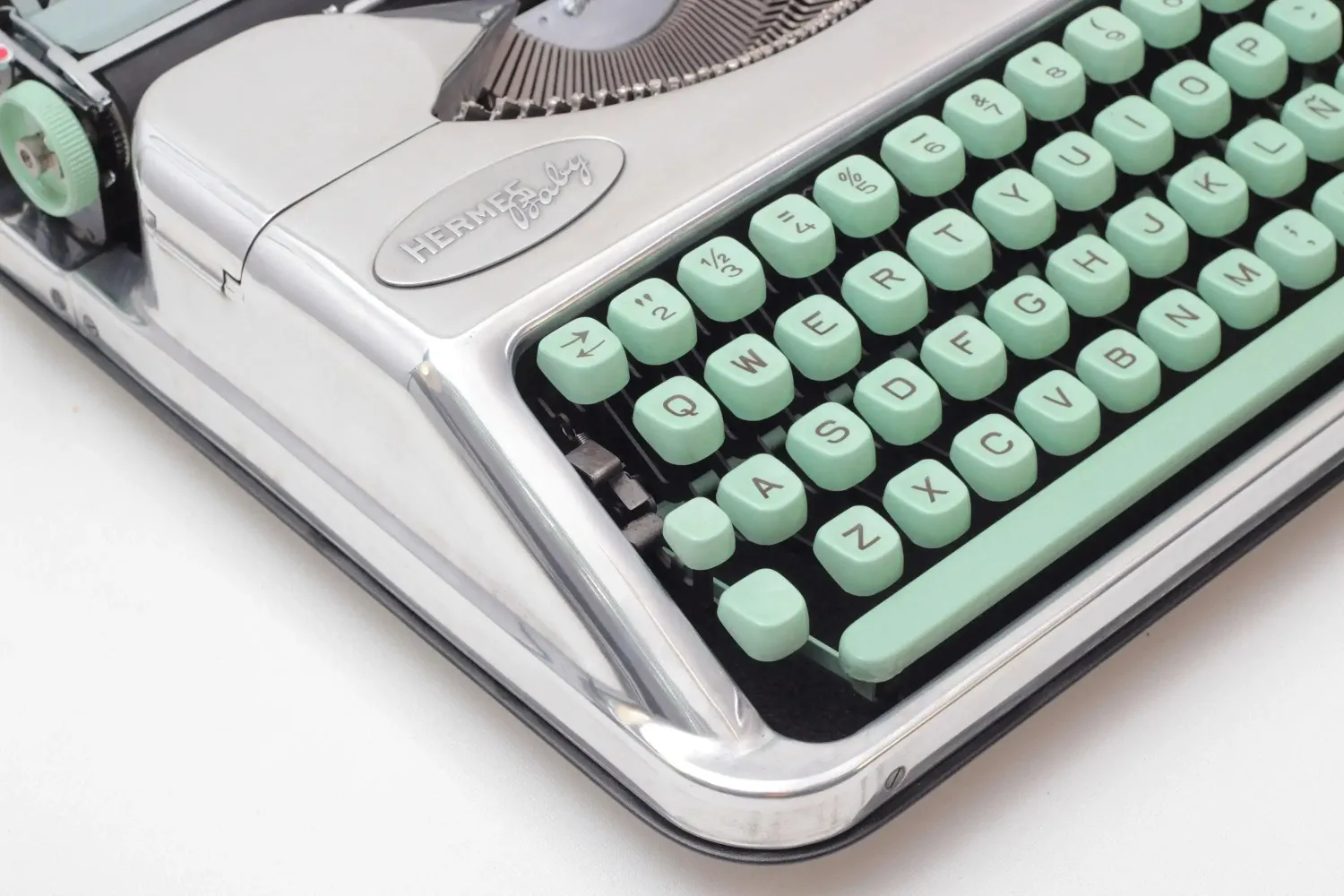 Hermes Baby Chrome Portable Vintage Manual Typewriter, Refurbished