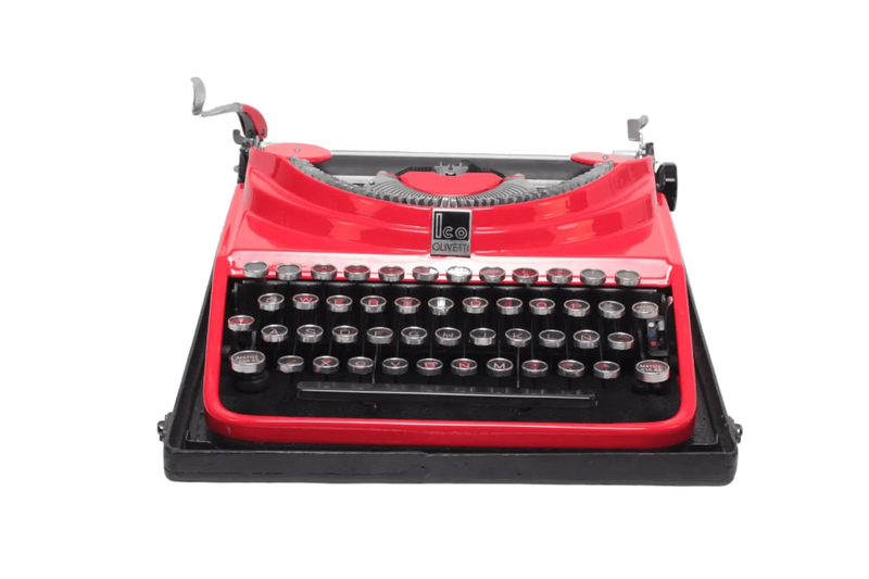 Olivetti Ico MP1 Red Vintage Manual Typewriter, Refurbished