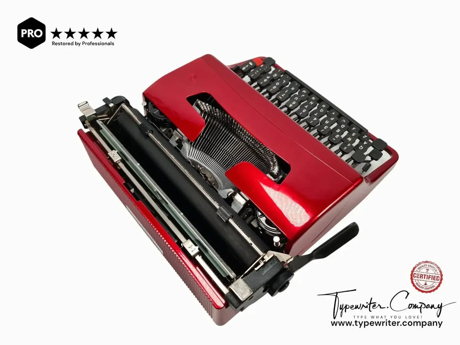 Olivetti Lettera 32 Burgundy, Vintage Manual Typewriter, Refurbished