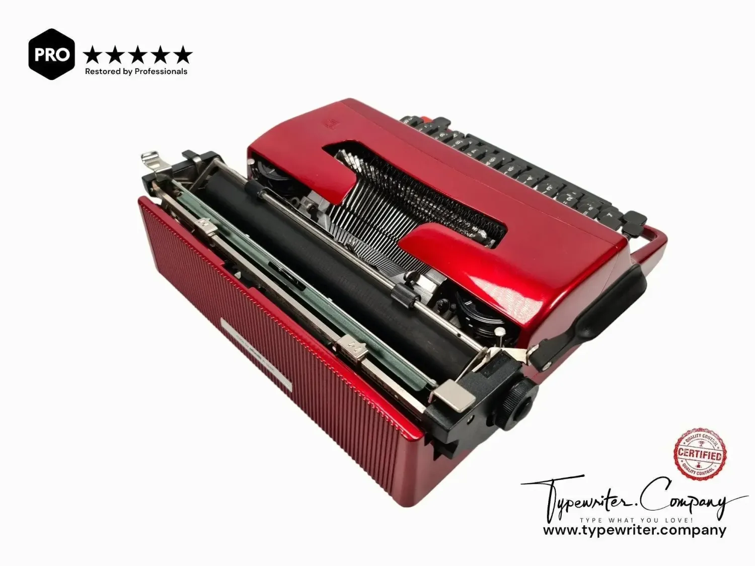 Olivetti Lettera 32 Burgundy, Vintage Manual Typewriter, Refurbished