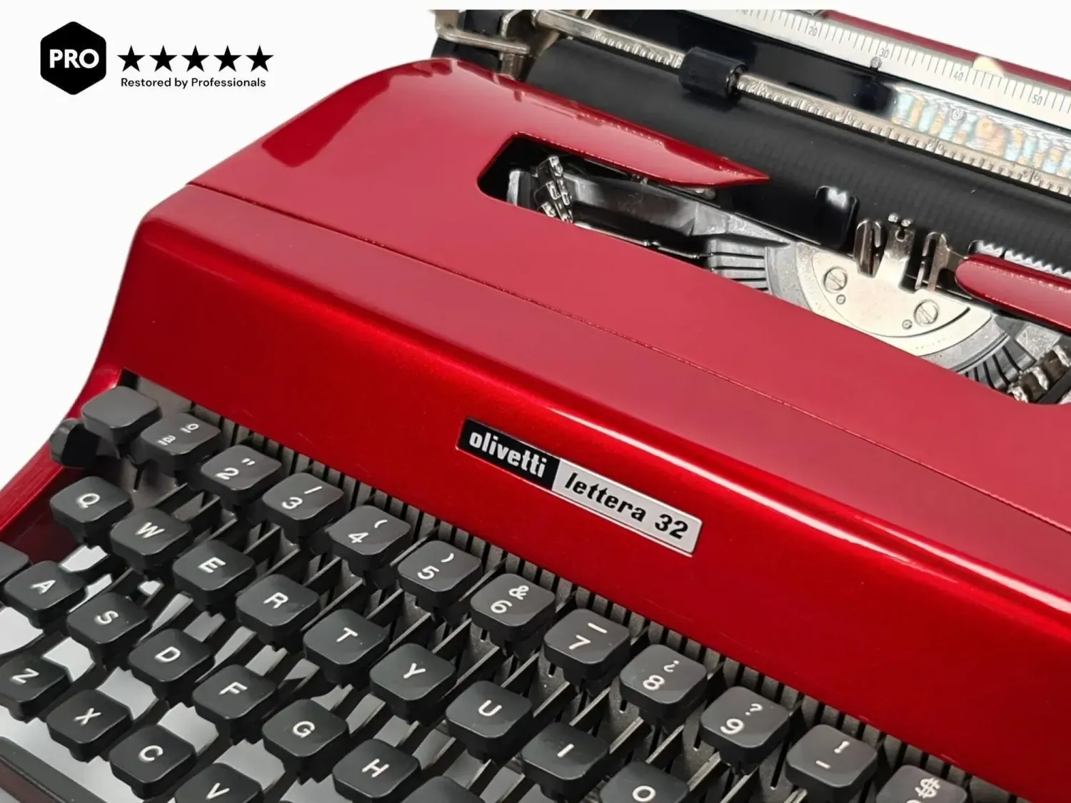 Olivetti Lettera 32 Burgundy, Vintage Manual Typewriter, Refurbished