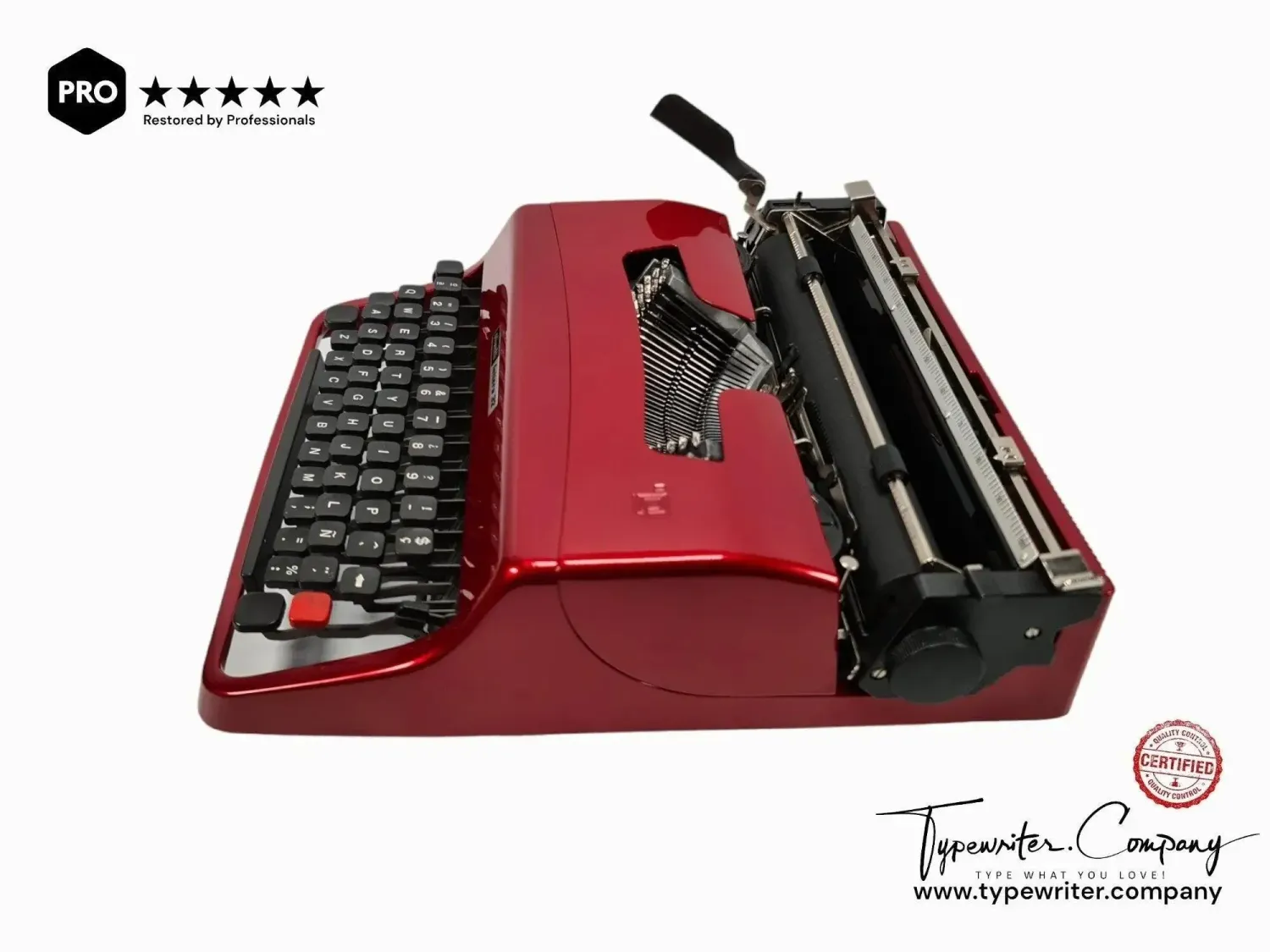 Olivetti Lettera 32 Burgundy, Vintage Manual Typewriter, Refurbished