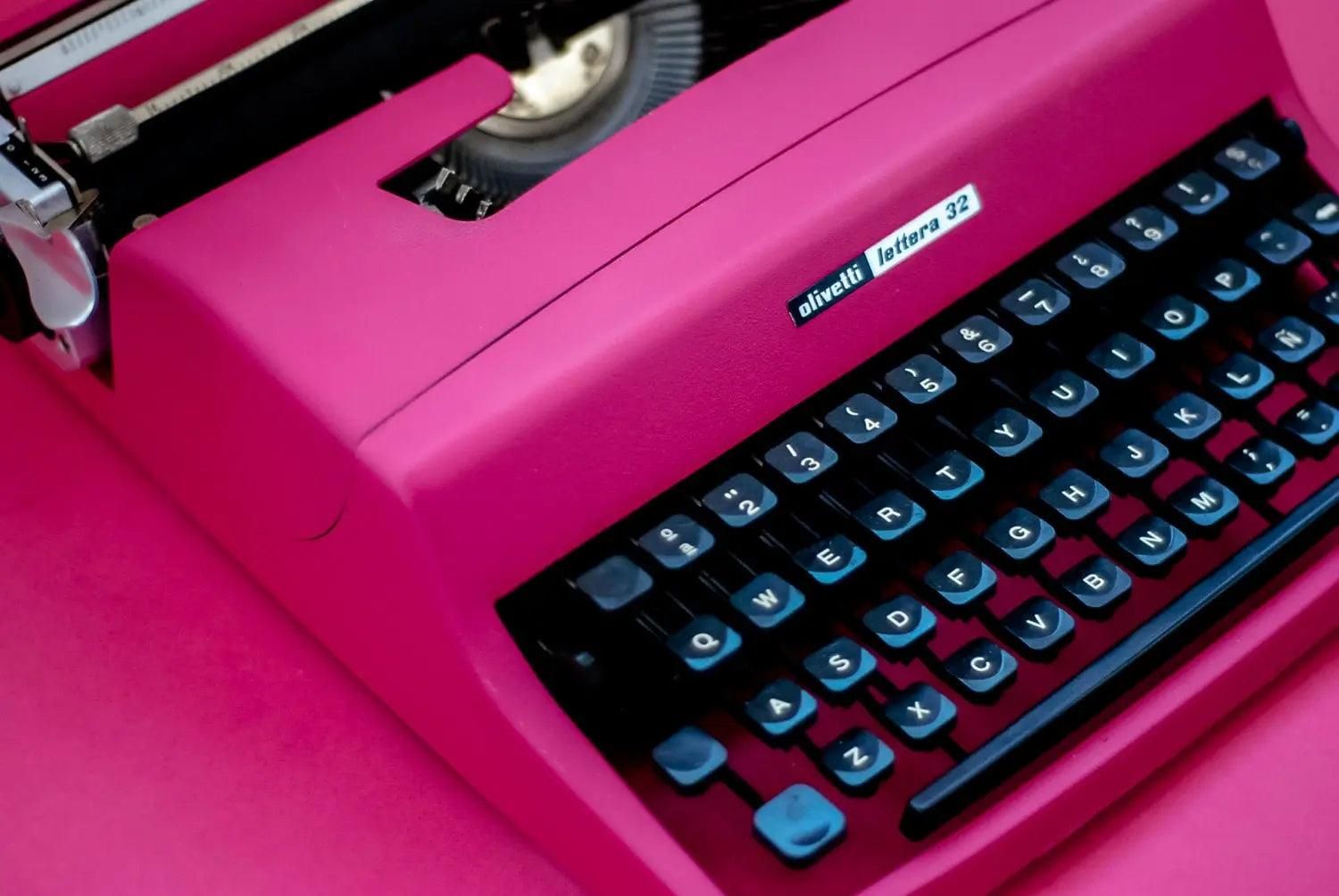 Olivetti Lettera 32 Vibrant Pink, Vintage Manual Typewriter, Restored
