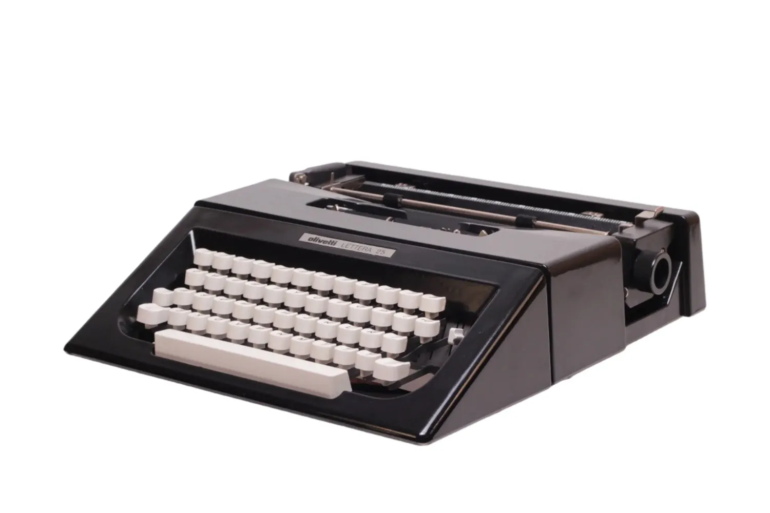 Olivetti Lettera 25 Black Typewriter, Vintage Manual, Refurbished