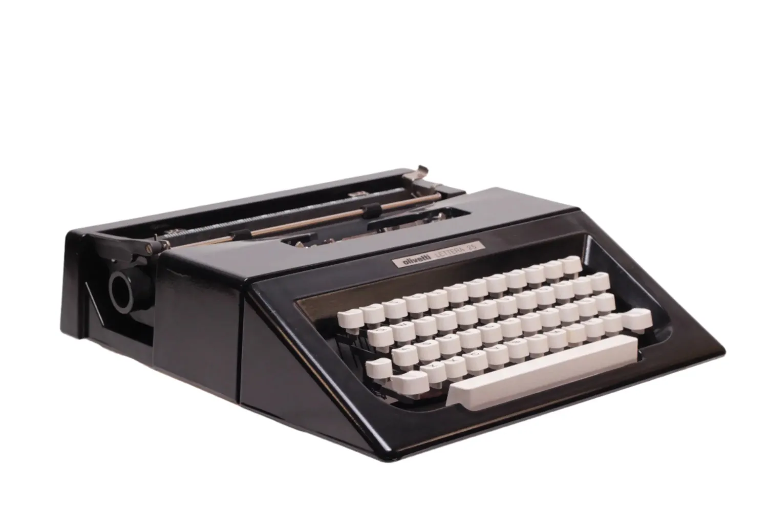 Olivetti Lettera 25 Black Typewriter, Vintage Manual, Refurbished