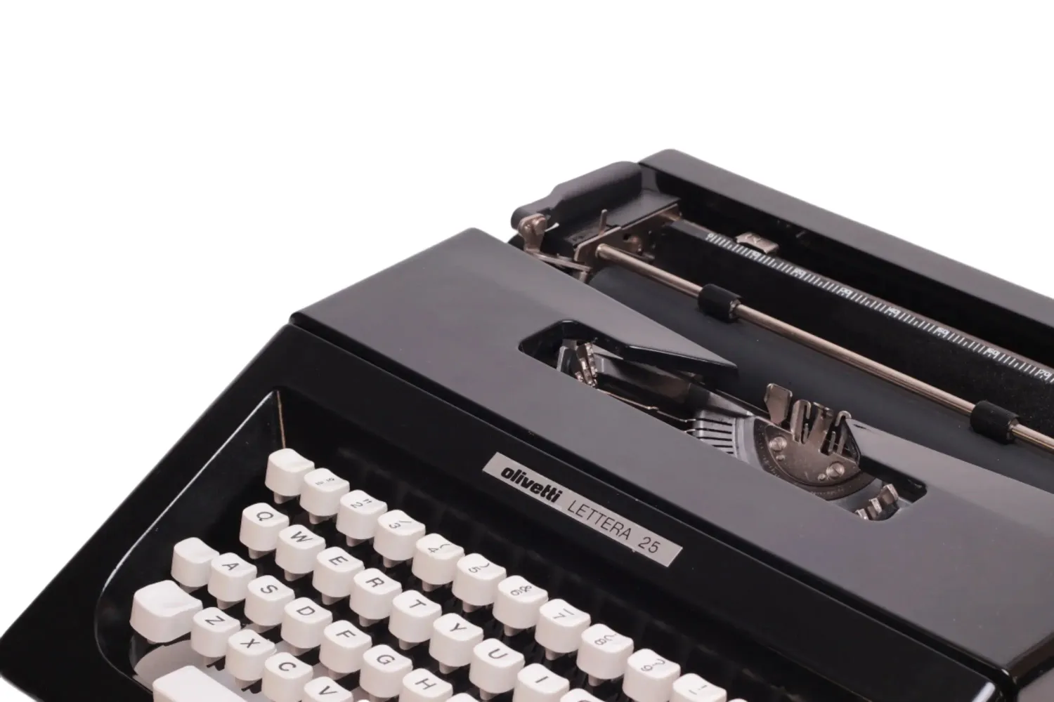 Olivetti Lettera 25 Black Typewriter, Vintage Manual, Refurbished