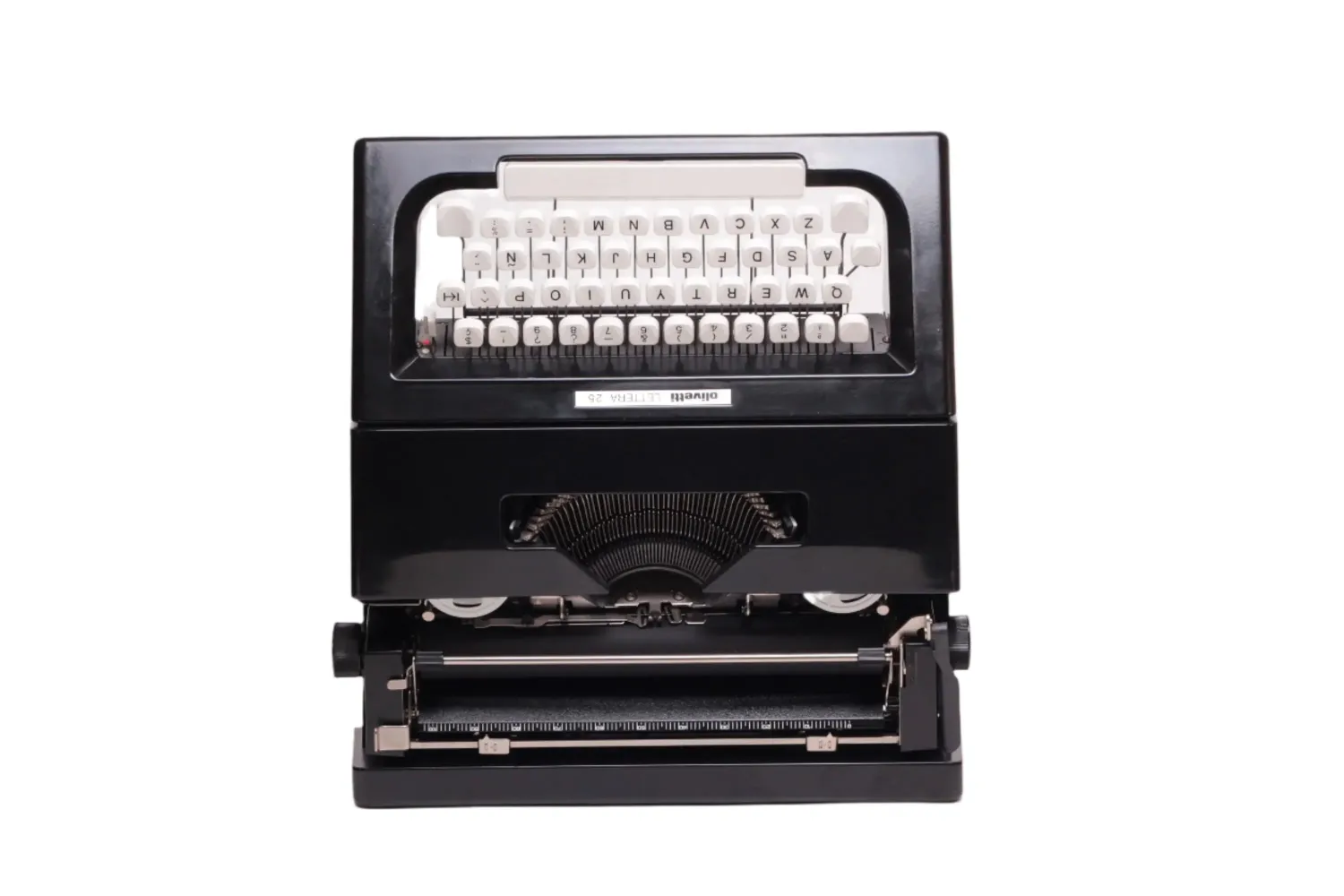 Olivetti Lettera 25 Black Typewriter, Vintage Manual, Refurbished