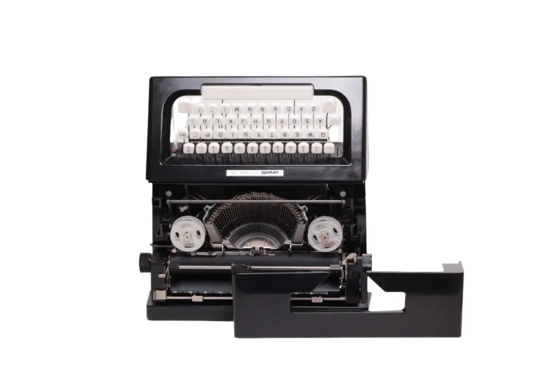 Olivetti Lettera 25 Black Typewriter, Vintage Manual, Refurbished