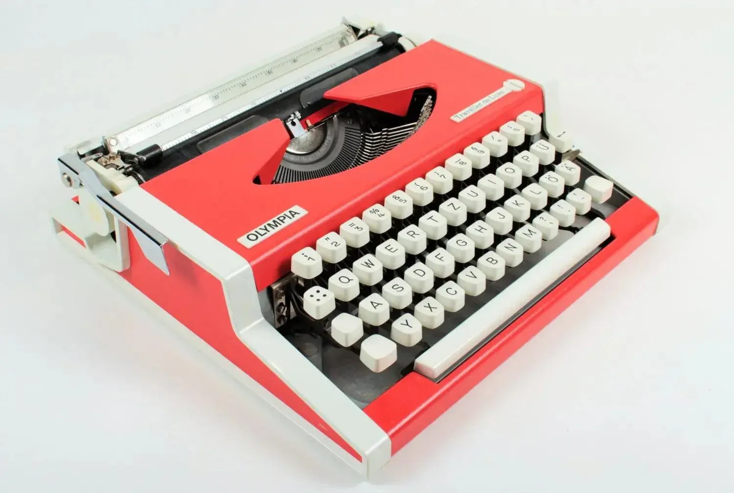 Olympia Traveller De Luxe Red Typewriter, Vintage Manual, Refurbished