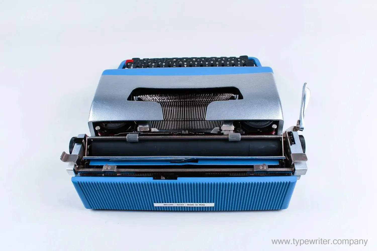 Olivetti Lettera 32 Blue &amp;Silver, Vintage Manual Typewriter, Restored
