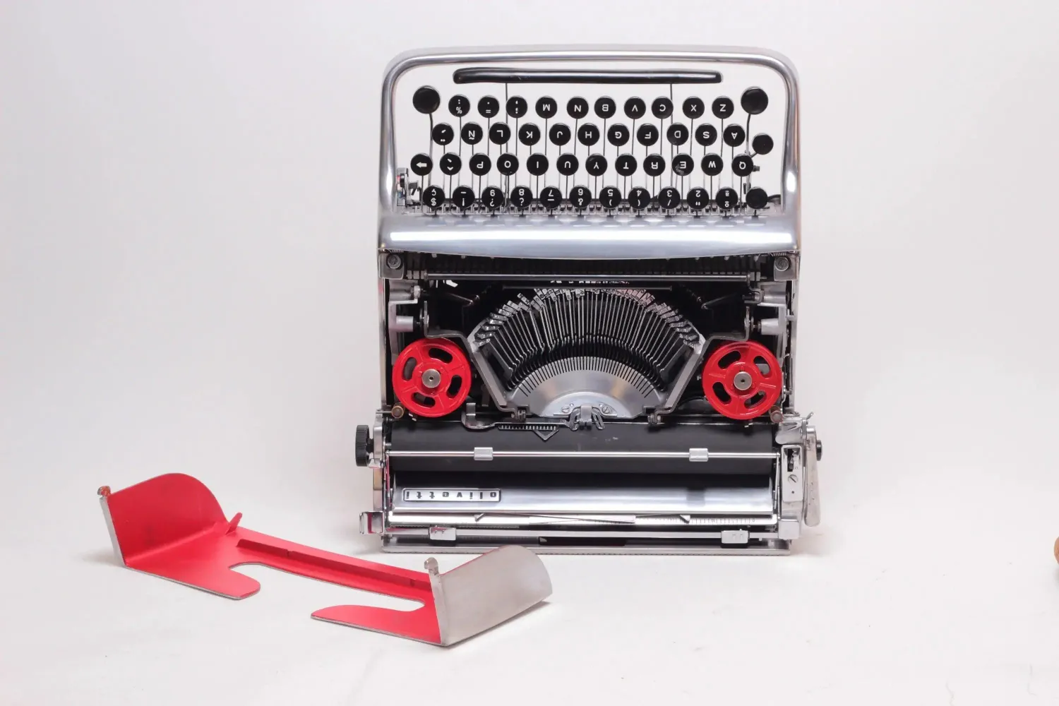 Olivetti Pluma 22, Polished Silver Manual Vintage Typewriter, Restored