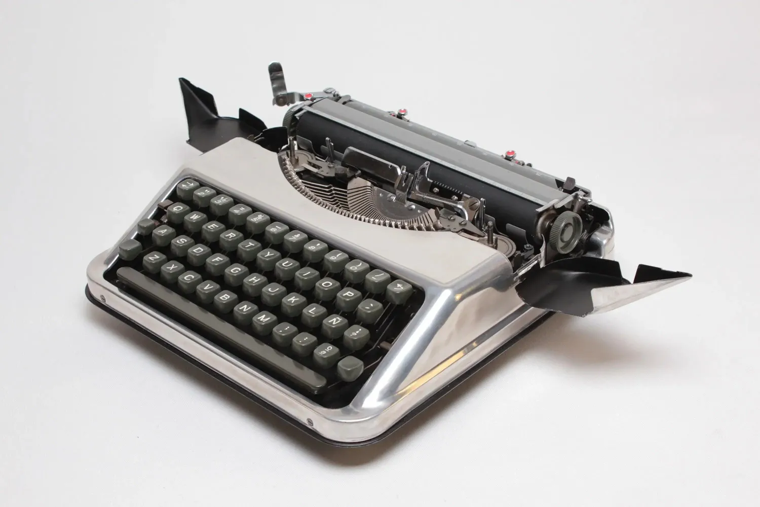 Hermes Baby Polished Silver Portable Vintage Manual Typewriter, Refurbished