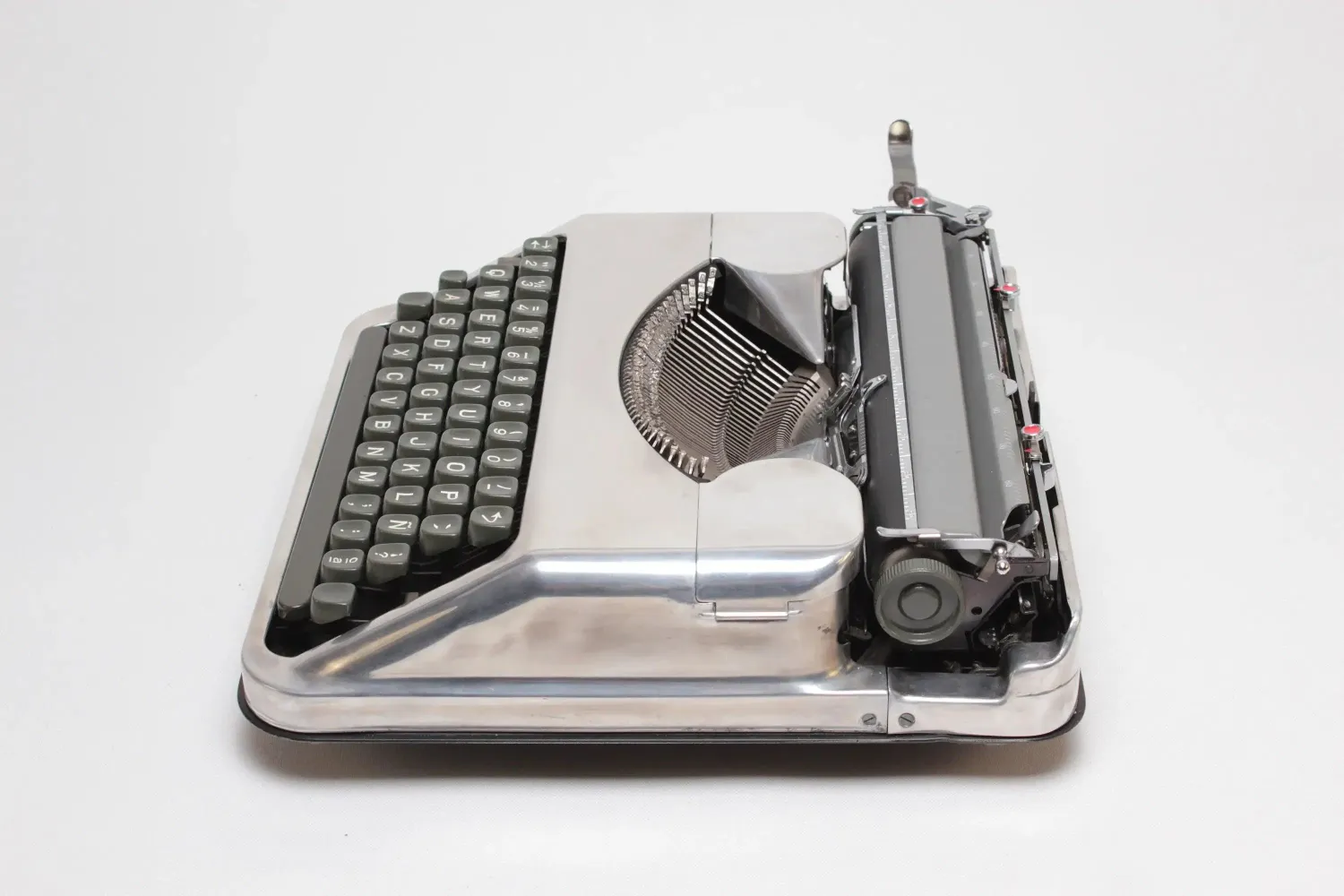 Hermes Baby Polished Silver Portable Vintage Manual Typewriter, Refurbished