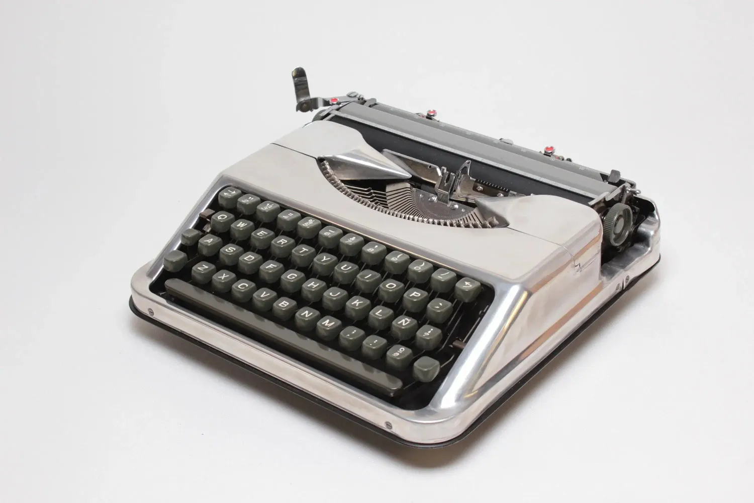 Hermes Baby Polished Silver Portable Vintage Manual Typewriter, Refurbished