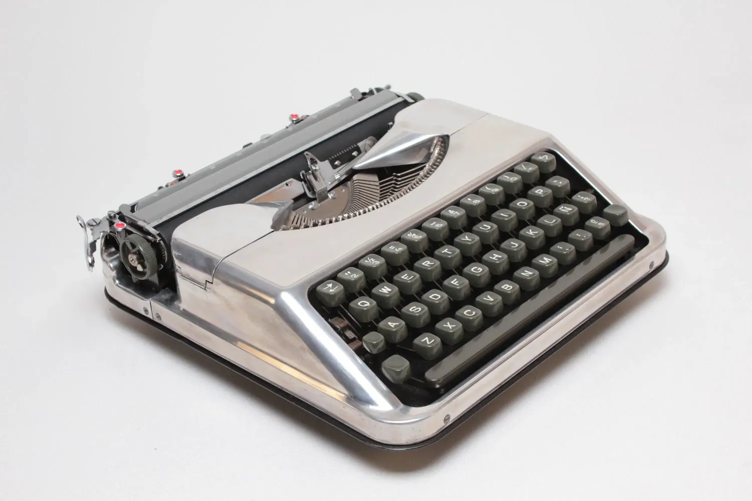 Hermes Baby Polished Silver Portable Vintage Manual Typewriter, Refurbished