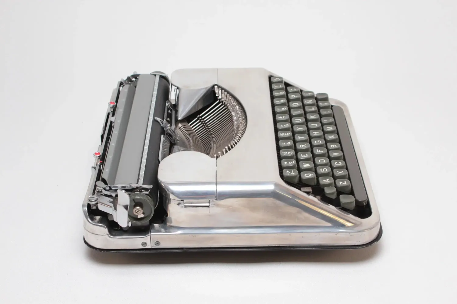 Hermes Baby Polished Silver Portable Vintage Manual Typewriter, Refurbished