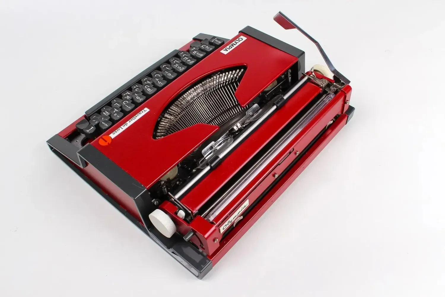 Olympia Traveller Cherry Red Vintage Manual Typewriter, Restored