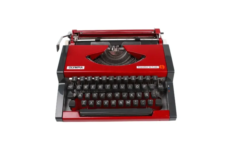 Olympia Traveller Cherry Red Vintage Manual Typewriter, Restored