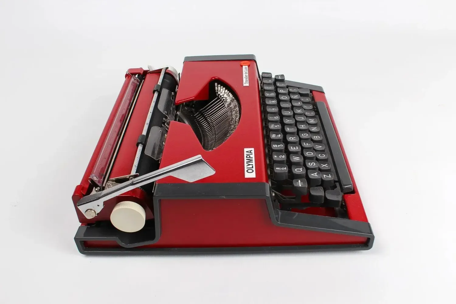 Olympia Traveller Cherry Red Vintage Manual Typewriter, Restored