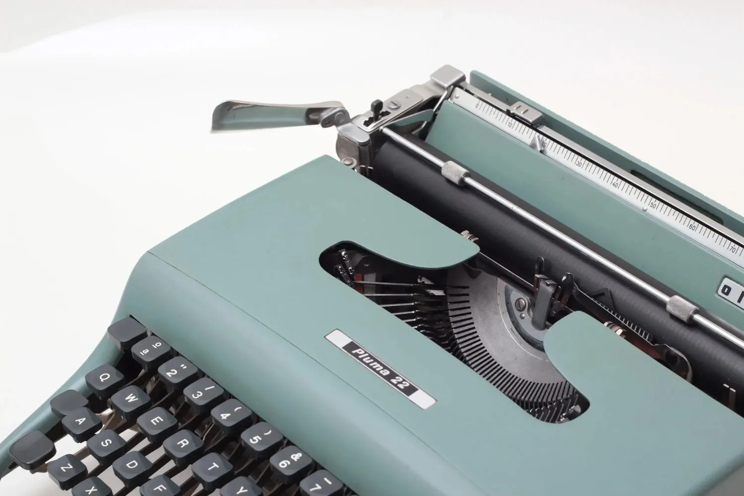 Olivetti Pluma 22 Original Light Teal Typewriter, Vintage, Restored