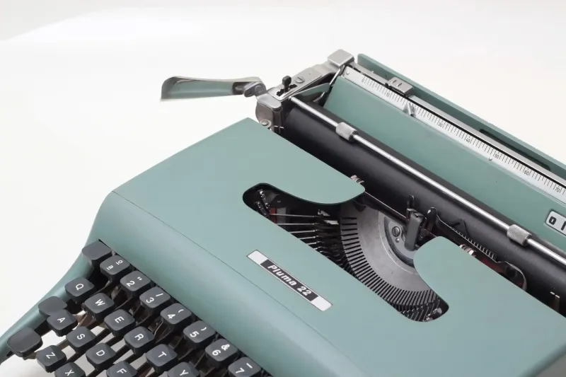 Olivetti Pluma 22 Original Light Teal Typewriter, Vintage, Restored