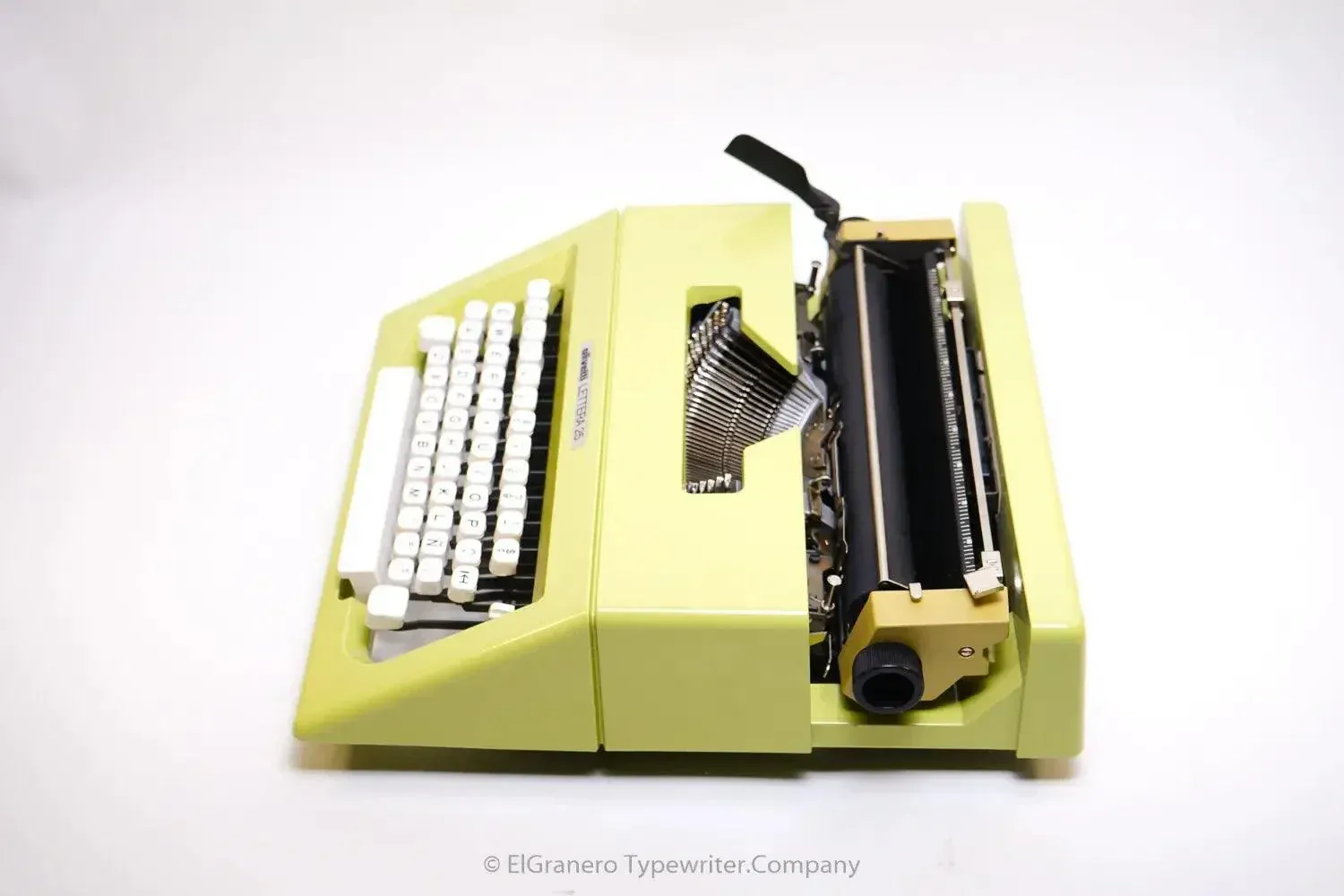 Olivetti Lettera 25 Lime Yellow Typewriter, Vintage Manual, Refurbished