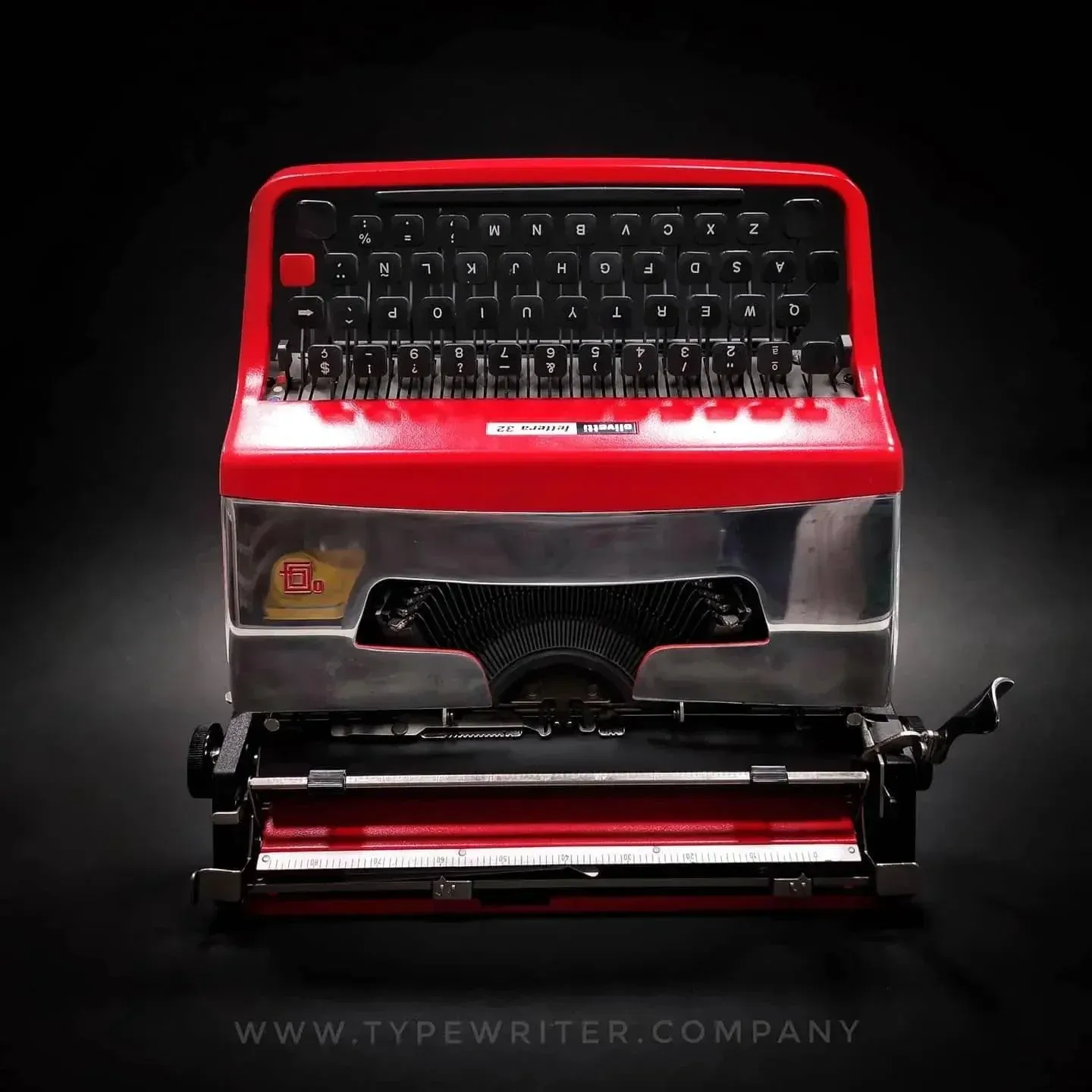 Olivetti Lettera 32 Red and Silver Vintage Manual Typewriter, Restored