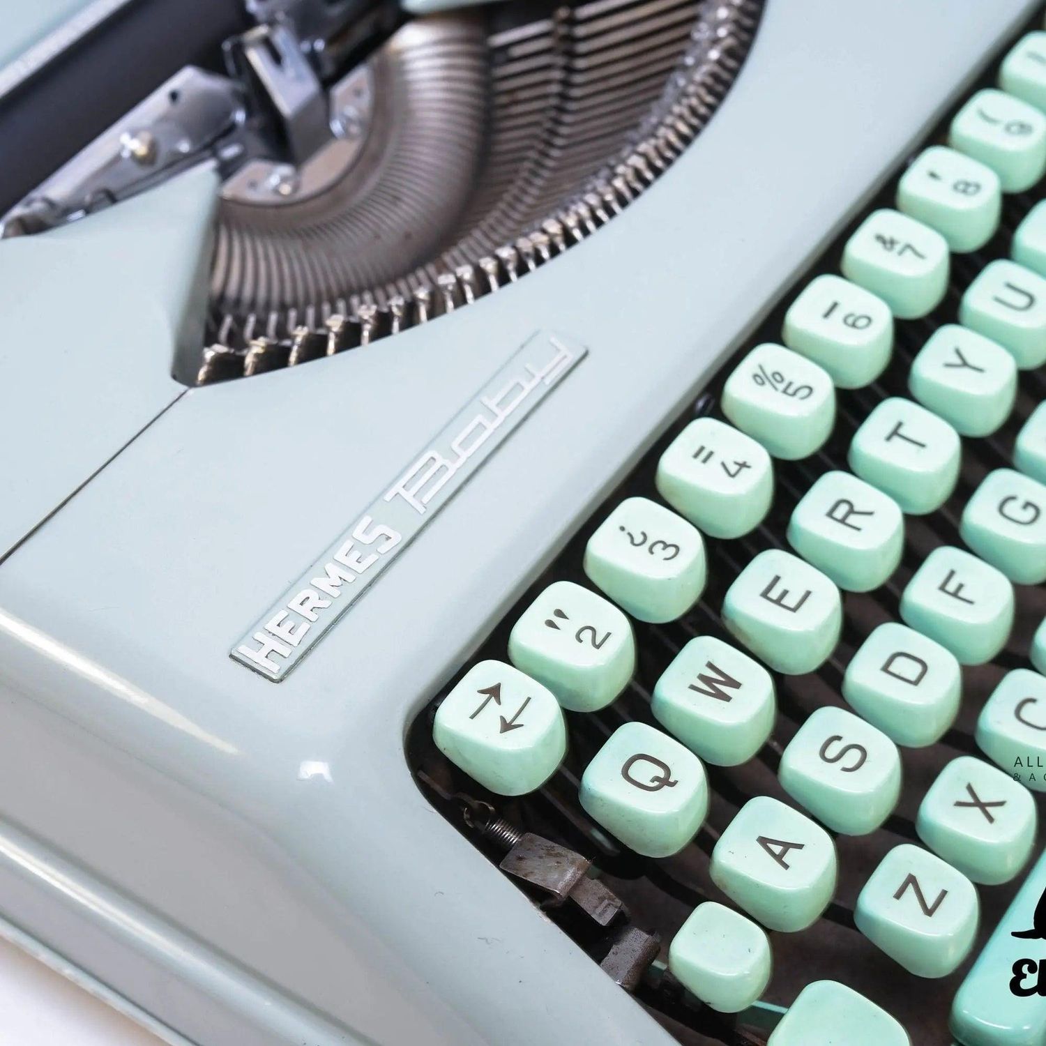 Hermes Baby Seafoam Green, Vintage Manual Typewriter, Restored
