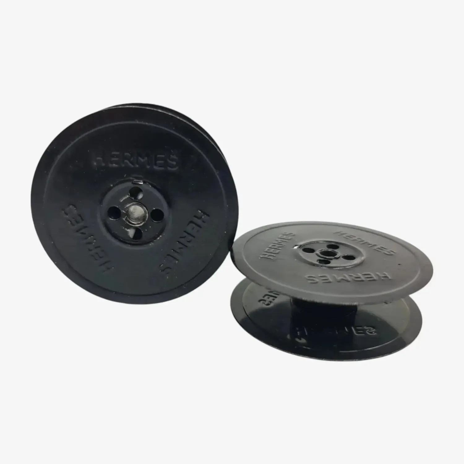 Original Vintage Black Metal Ribbon Spools for Hermes Typewriters