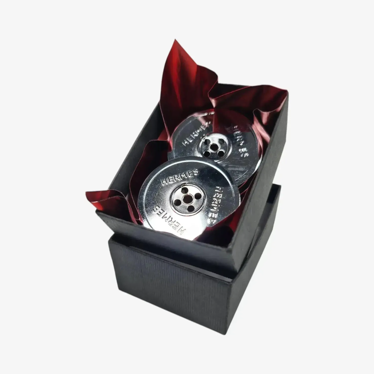 Chrome-Plated Silver Metal Ribbon Spools for Hermes Typewriters