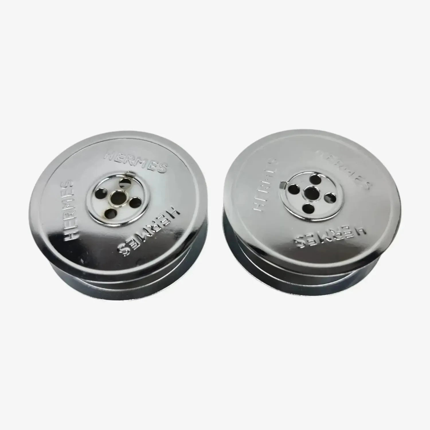 Chrome-Plated Silver Metal Ribbon Spools for Hermes Typewriters