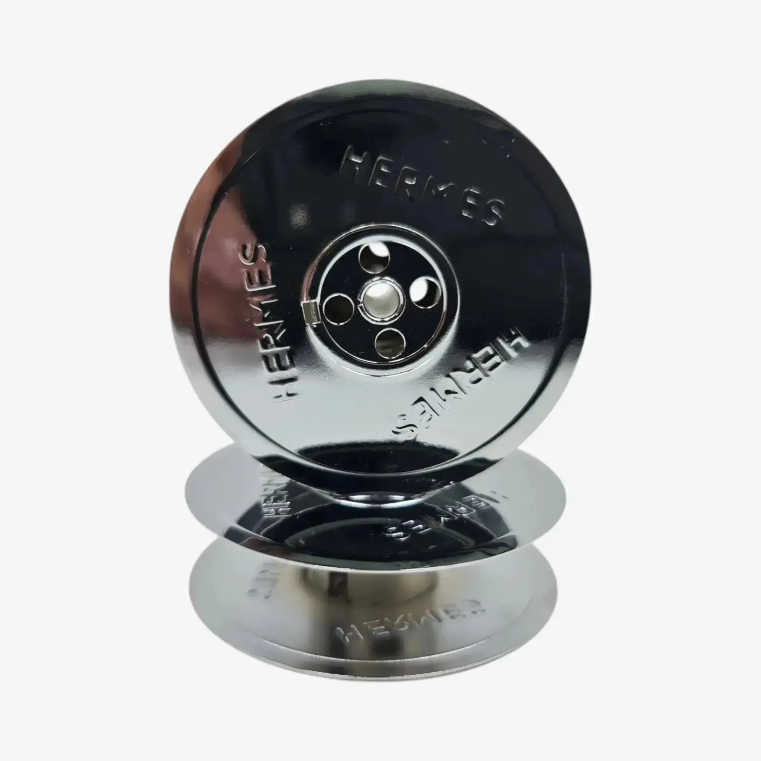 Chrome-Plated Silver Metal Ribbon Spools for Hermes Typewriters