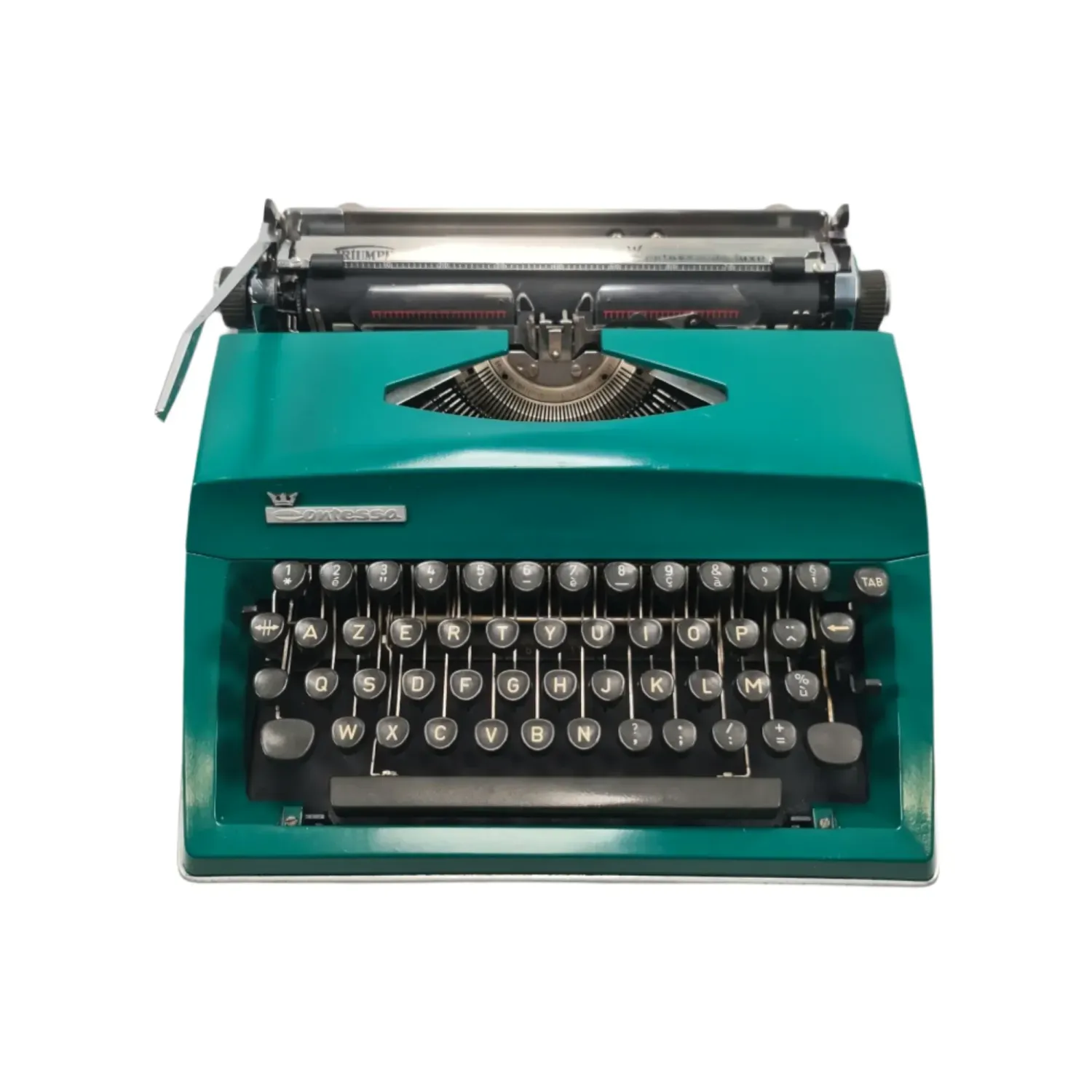 Triumph Contessa, Green Manual Vintage Typewriter, AZERTY, Serviced