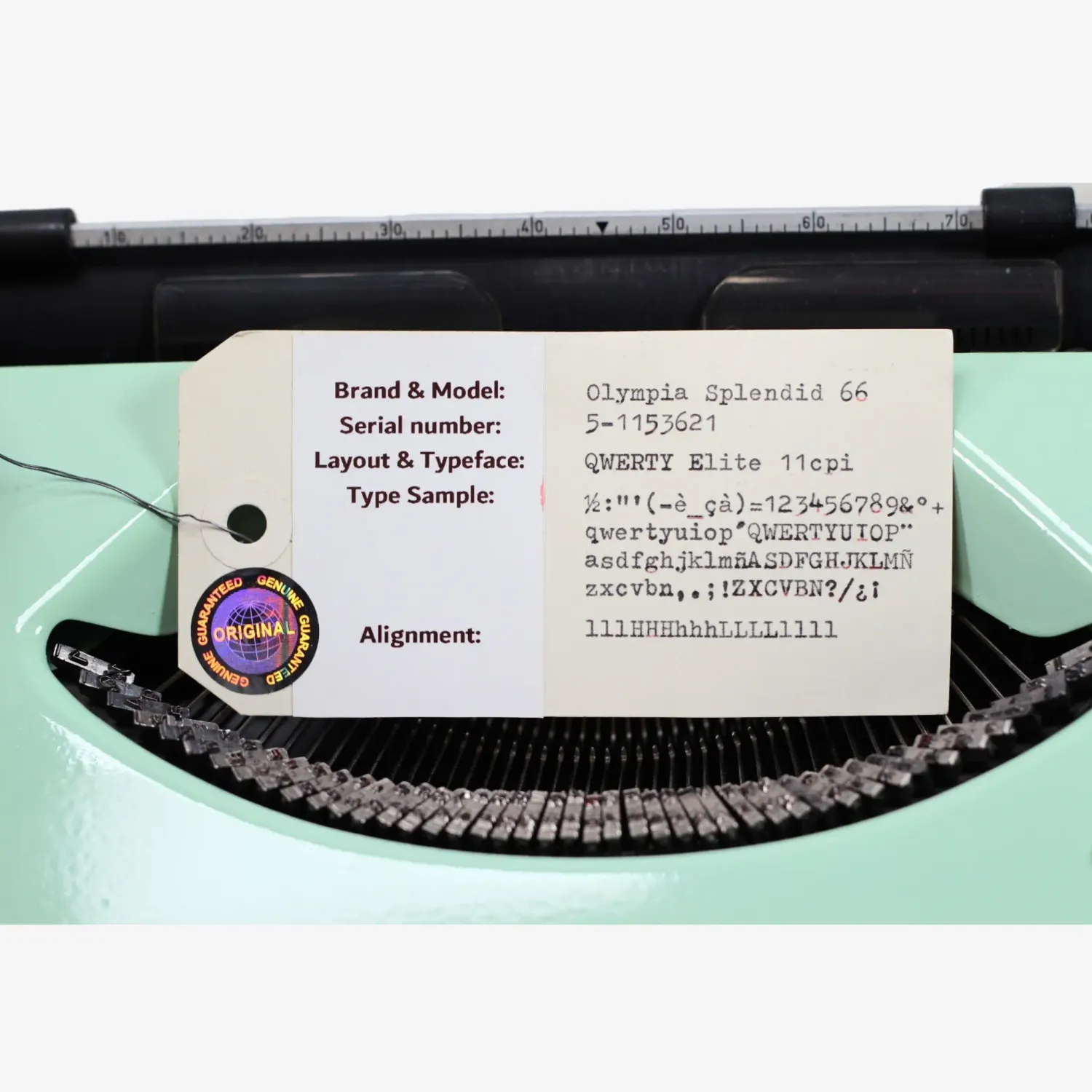 Olympia Splendid Vintage Manual Typewriter, Chrome, Green, QWERTY, Restored