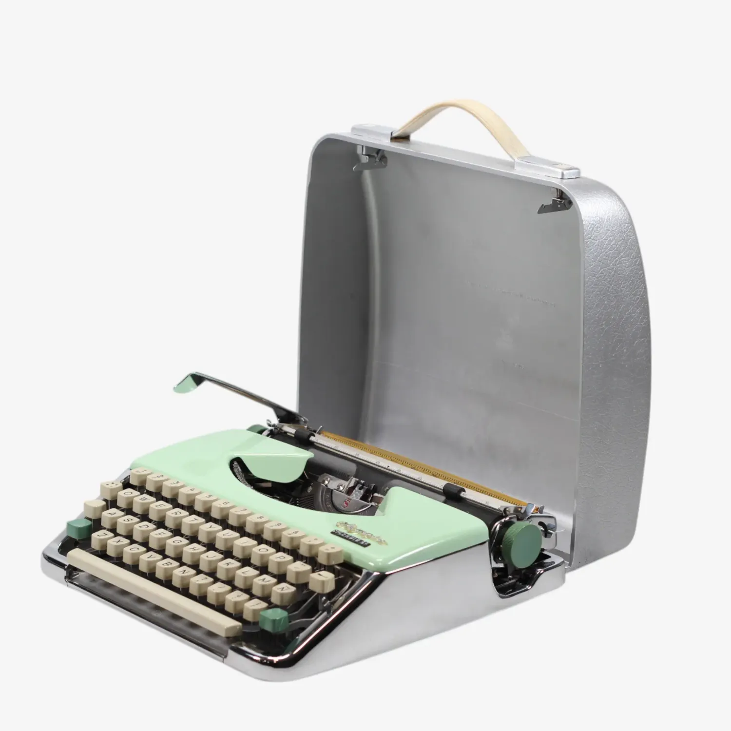 Olympia Splendid Vintage Manual Typewriter, Chrome, Green, QWERTY, Restored