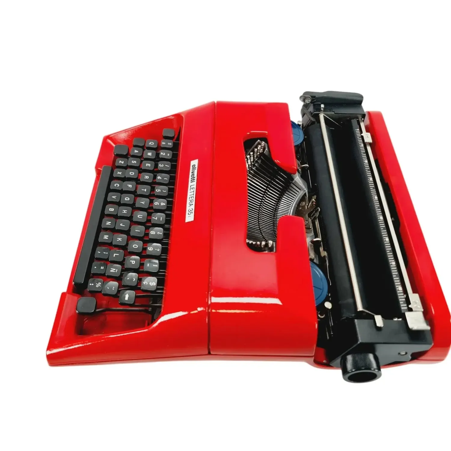 Olivetti Lettera 35 Typewriter, Red, Vintage, Manual, Restored