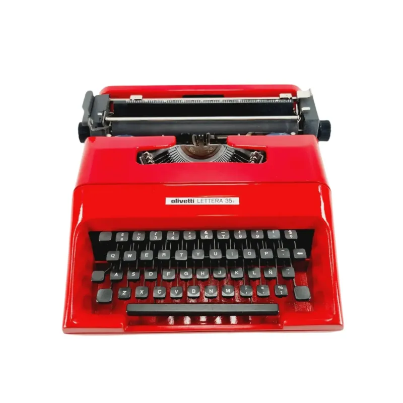 Olivetti Lettera 35 Typewriter, Red, Vintage, Manual, Restored