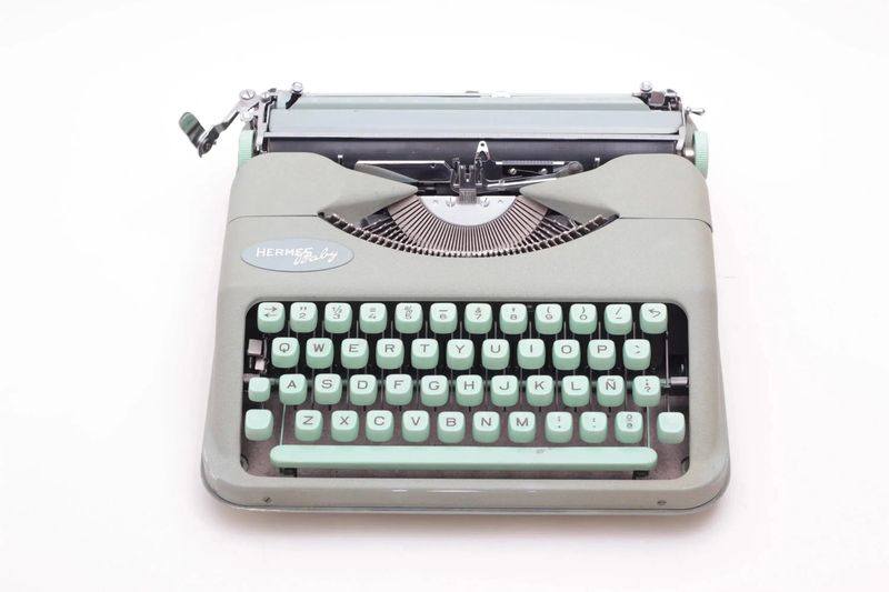 Hermes Baby Green, Vintage Manual Typewriter, Restored Hermes Baby Green, Vintage Manual Typewriter, Restored