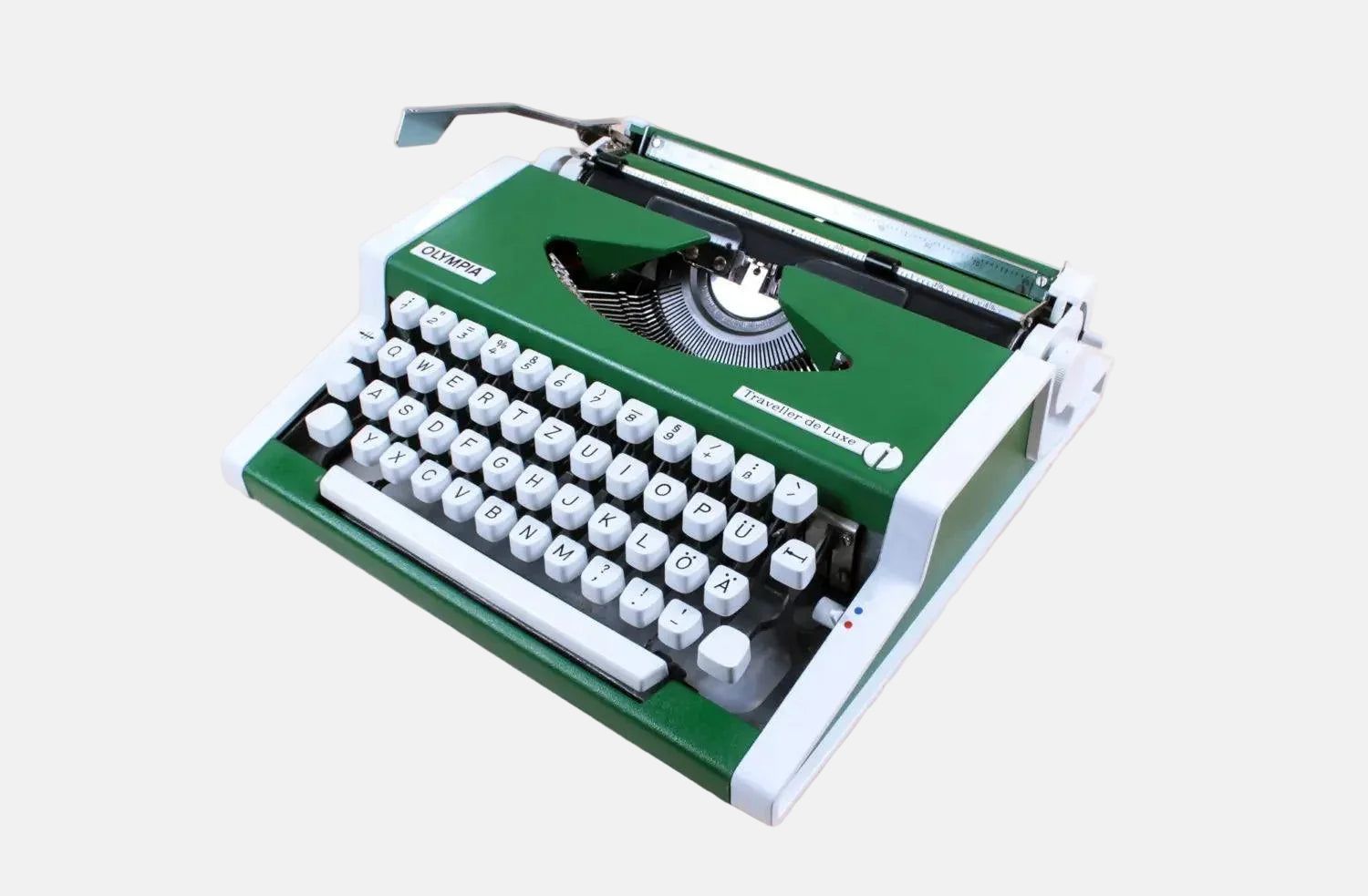 Olympia Traveller De Luxe Green Typewriter, Vintage Manual, Refurbished
