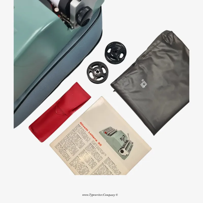 Olivetti Lettera 32 Typewriter with Accessories, Vintage Manual QWERTY