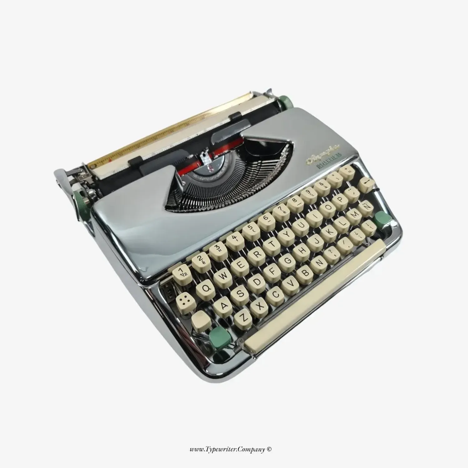Olympia Splendid Vintage Typewriter, Chrome-Plated, QWERTY Keyboard, Restored
