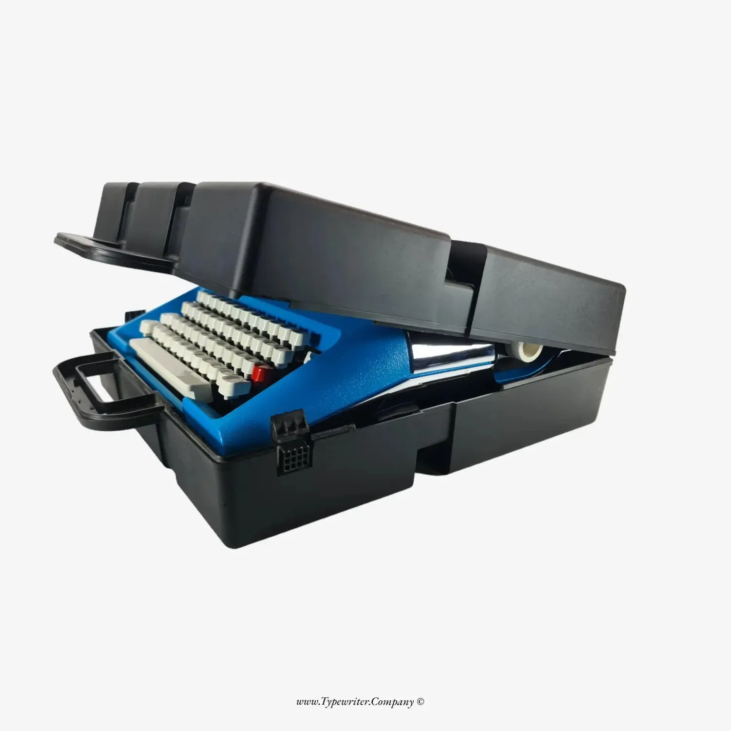Olivetti Lettera 35 Blue &amp; Chrome Manual Vintage Typewriter, Refurbished