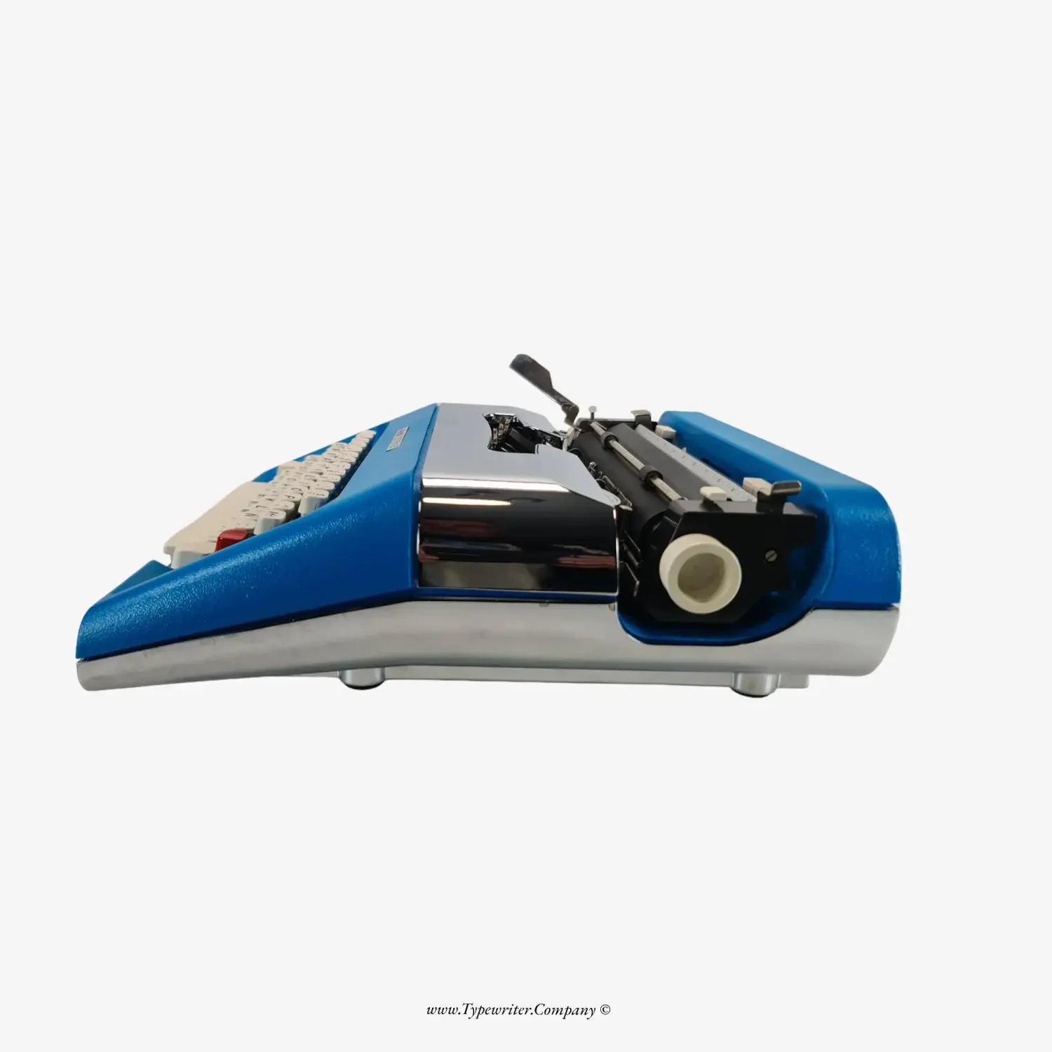 Olivetti Lettera 35 Blue &amp; Chrome Manual Vintage Typewriter, Refurbished