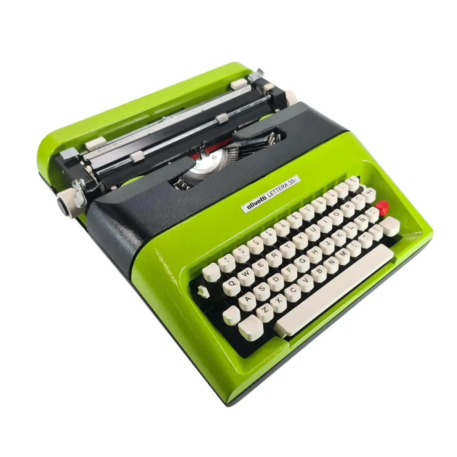 Olivetti Lettera 35 Black and Green Manual Vintage Typewriter Restored