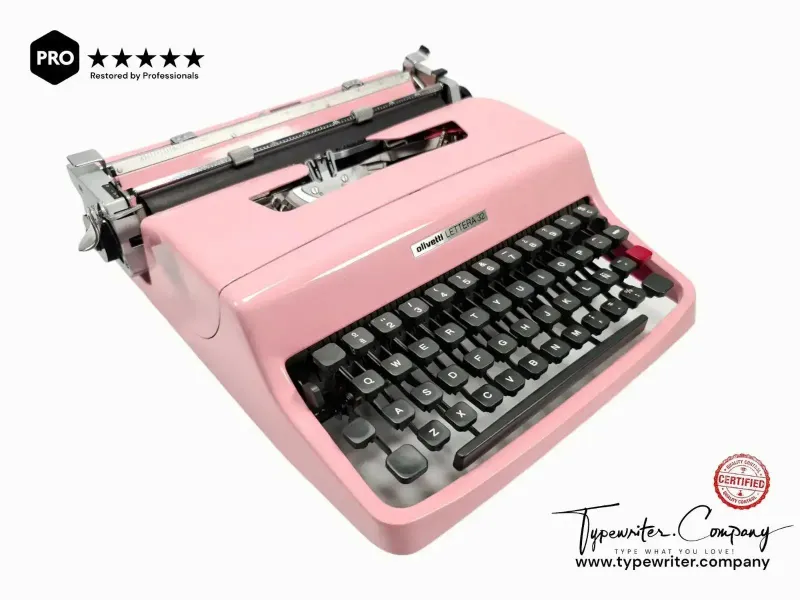 Olivetti Lettera 32 Flamingo Pink, Vintage Manual Typewriter, Restored