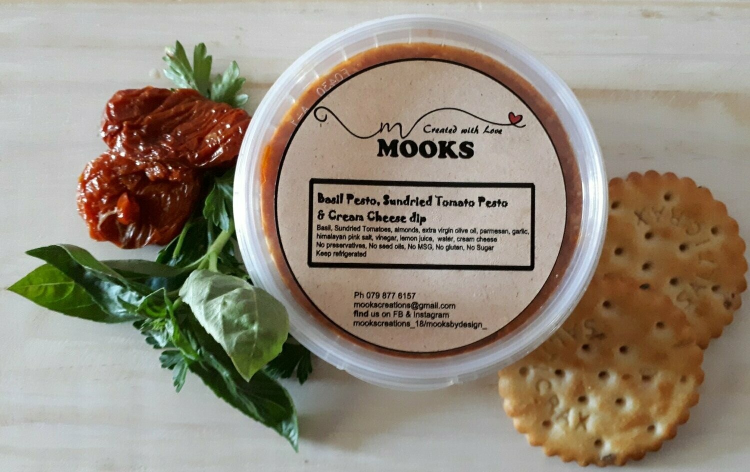 Mooks Basil Pesto Sundried Tomato Pesto Cream Cheese Dip